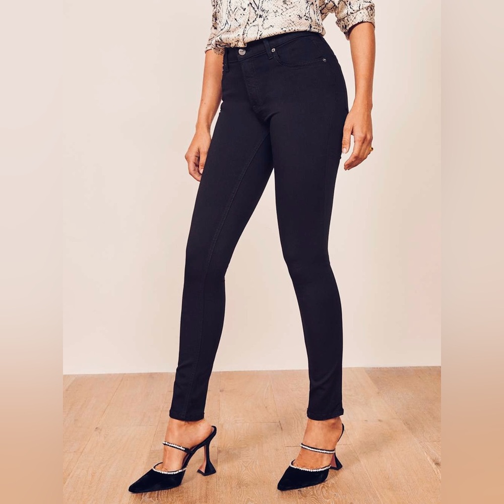 Reformation Harper Mid Rise Women's Black Skinny Jeans